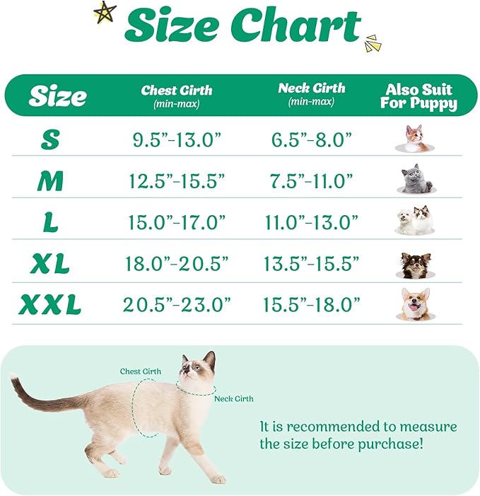 Supet Cat Harness and Leash Set - Soft Mesh Adjustable Cat Vest Harness with Reflective Strap for Walking Cat and Puppy Rabbit