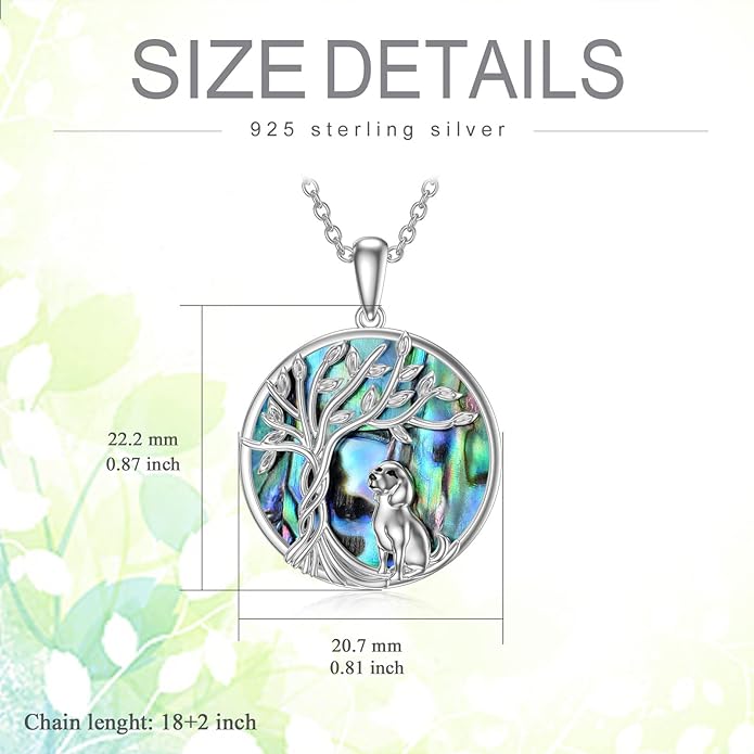 TOUPOP Tree of Life Animal Necklace 925 Sterling Silver Crystal/Abalone Shell Animal Pendant Jewelry Birthday Mothers Day Gifts for Women Mom Wife Her