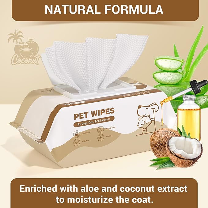 400 Coconut Oil Dog Wipes for Paws and Butt Large Thick Puppy Wipes for Dogs Face and Body Dog Wipes Cleaning Deodorizing Cat Wipes Cleaning Fur and Butt Big Doggie Wipes Doggy Wipes Bum Dog Ear Wipes