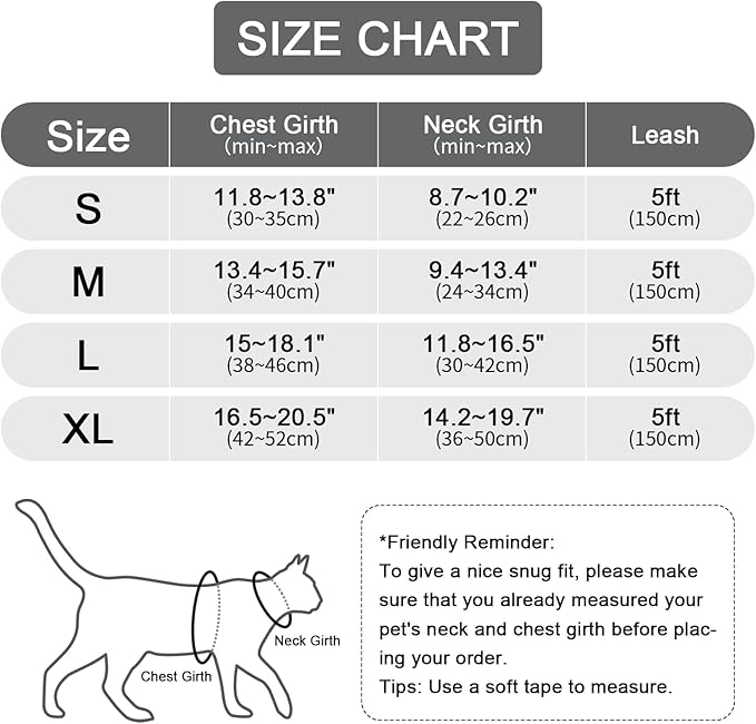 Vest Harness Leash Set for Small Dog Large Cat, Upgraded Escape Proof Adjustable Jacket with Lead for Puppy Fat Cat Outdoor Walking, Soft Breathable Mesh Coat with Reflective Strip XL Dark Grey