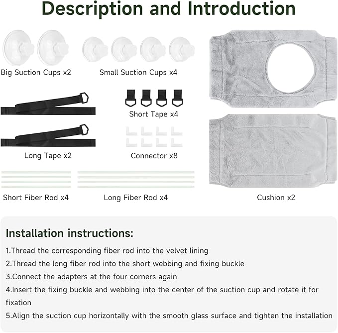 Cat Window Perch,SAN LIKE Double Design Cat Window Hammock,Pet Window Perch Shelf, Large Suction Cups Window Resting Seat for Indoor Cats,Cat Window Bed for Large Cats (Gray)