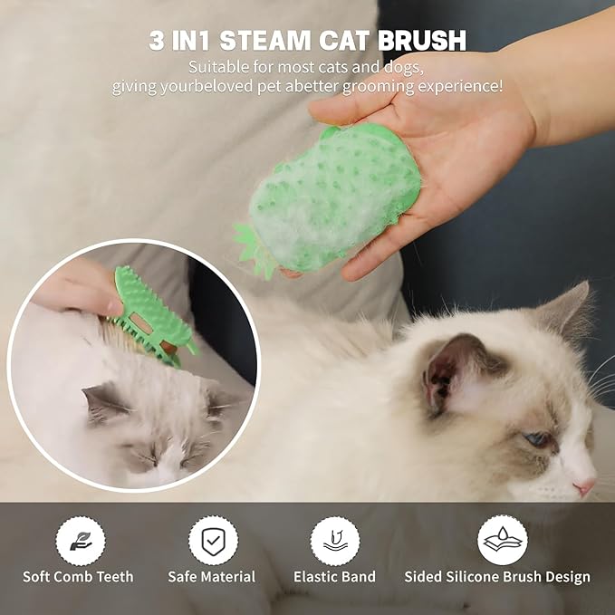 2Pcs Pineapple Cat Self Groomer and Corner Brush, Reduce Shedding, Scratching and Itchiness, Pet Tickling Artifact with Silicone Bristles, Easy Installation for Cat Dog Pet Self Cleaning Cat Brush Toy