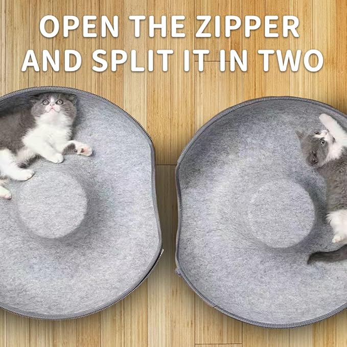 2 Pack Cat Donut Tunnel, Cat Tunnel Bed for Indoor Cats Cave Bed, Scratch Resistant Donut Cat Bed. (Grey, 20 Inch 2 Pack)