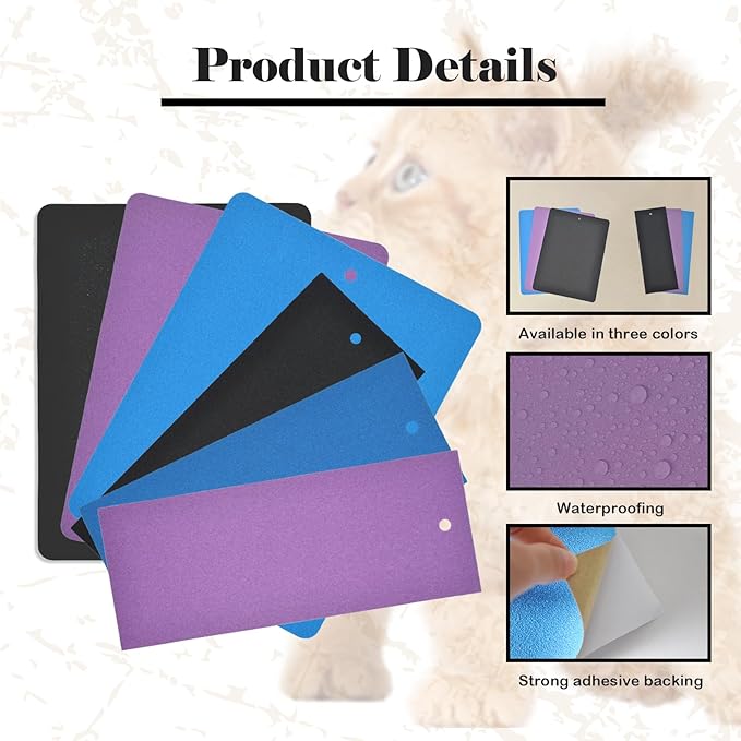 6 PCS Cat Nail File Scratching Strips,5.5x14.6''Nail File for Cats Scratch Liner,Cat Nail File Scratcher with Hanging Hole Peel Stick Kitten Scratching Manicure Strips for Litter Box(Blue)