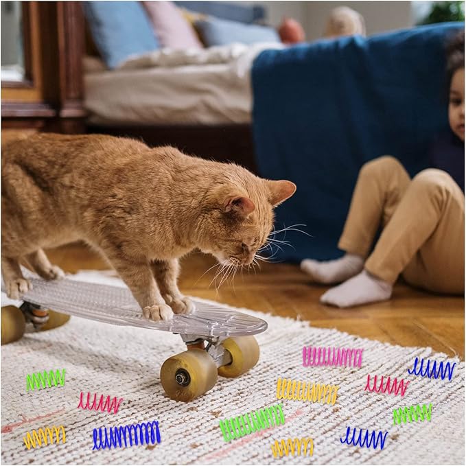 Andiker Cat Toys for Indoor Cats, 4 Big Cat Springs & 8 Small Springs Cat Interactive Toy for Swatting, Biting, Hunting Cat Creative Toy to Kill Time and Keep Fit Colorful Plastic Spring (12pc)