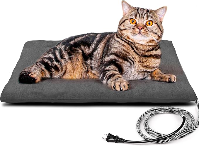 Kiroto Pet Heating Pad, Outdoor Heating Pad for Cats, Cat Heating Pad for Cat House Outside, Waterproof Cat Warming Pad for Feral Cats, Safe Electric Heat Pad, Heated Outdoor Cat Bed, 27"x16"