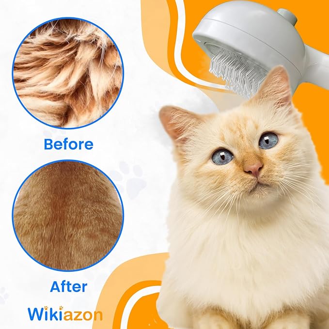 4 In 1 Cat Steam Brush, Self Cleaning, Anti Static Shedding Spray Comb, Hair Removal, Mist Indoor Steamy Grooming Brush for Dog, Water Spritz Defur with Steamer Cloud Para Gatos (White Pro)