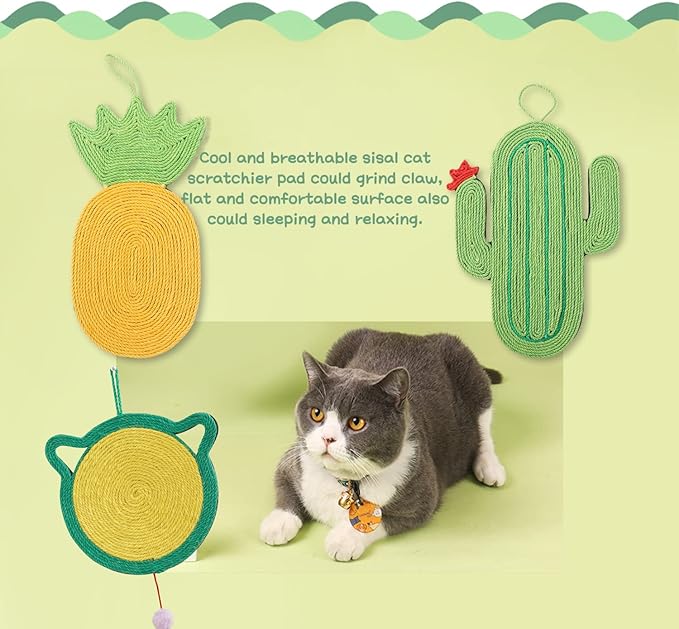 Cat Scratcher Mat, Natural Sisal Cat Scratch Mats, Horizontal Cat Floor Scratching Pad Rug, Protect Carpets and Sofas, Scratching Pads for Indoor Cats(CAT)