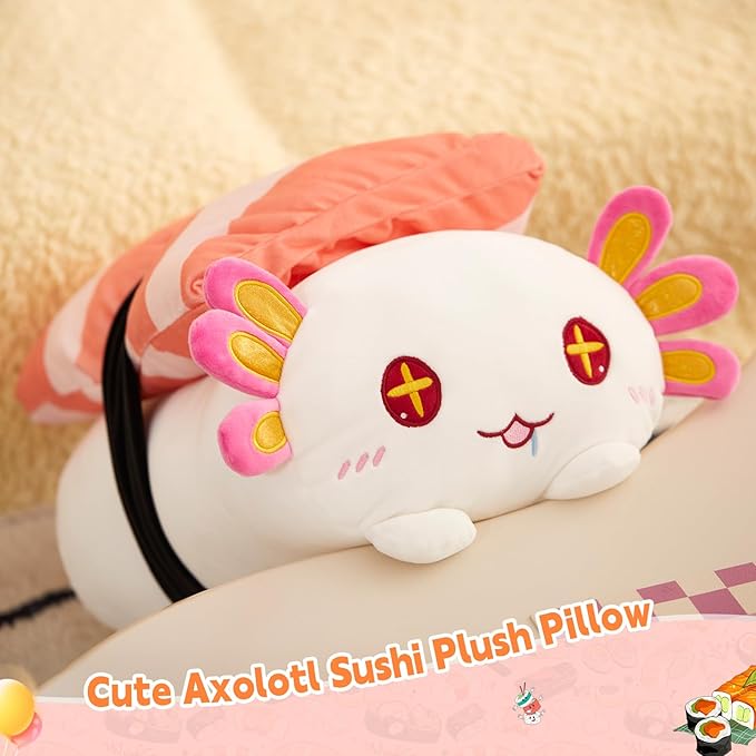 20‘’ Axolotl Plush Stuffed Animals Jumbo Plushie Original Giant Squishy Pillow Cute Kawaii Soft Sushi Axolotl Home Sofa Decoration for Kids Girls Boys