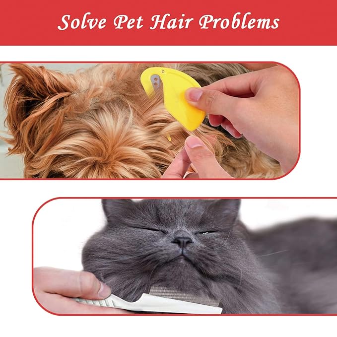 5PCS Pet Knotting Comb for Cats, De Knotting Comb for Dog, Knotting Comb Pet Grooming Tool for Removing Tangled and Grooming Loose Knotted Hair