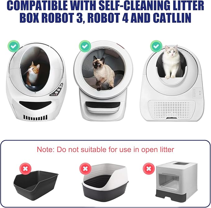 60 Pack Litter Box Robot 3 and 4 Waste Bags, 2.5 Mils Extra Thick Litter Box Liner, Box Drawstrings Closure Waste Bags for Self-Cleaning Litter Box, 10 Gallons