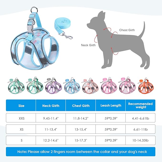 AMIR Cat Harness and Leash for Walking, Escape Proof Breathable Vest Adjustable Harnesses for Cats and Small Dogs, Easy Control Reflective Straps Pet Jacket, Blue, Size S