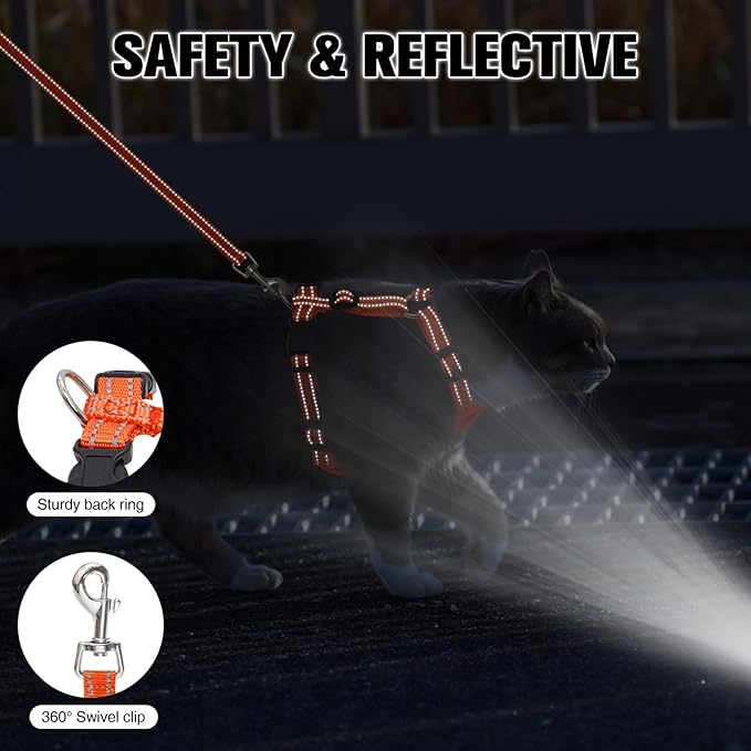 BEAUTYZOO Cat Harness and Leash Set for Walking Escape Proof, Neck Release Adjustable Harness for Kitten Puppy Small Medium Large Cats, Soft Cute Easy Control Small Cat Harness for Cats Boy and Girls