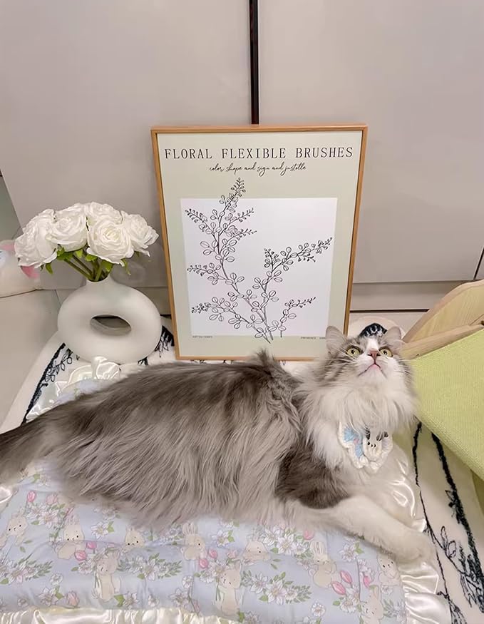 Cat Bed Mat, Double-Sided Usable Cat Cage Mat for Four Seasons Universal, Flannel Side Rustic Pet Bed Mat, Cozy and Soft Crate Mat for Sleeping Improve (Light Blue Bunny, 22.5'' x 16.9'')