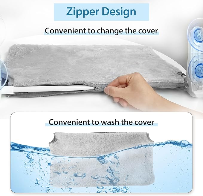 L&W BROS. Cat Window Perch Cordless Cat Hammock Easy to Assemble Without Tools in 2 Minutes, with 4 Suction Cups, Soft Reversible Cover 23.6"x 11.2" Cat Shelf Foldable Cat Beds for Indoor Cats (L 1Pc)