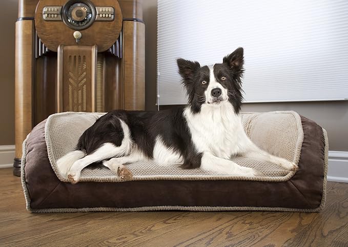 Arlee Deep Seated Lounger Sofa Pet Bed, Small/Medium, Chocolate Brown