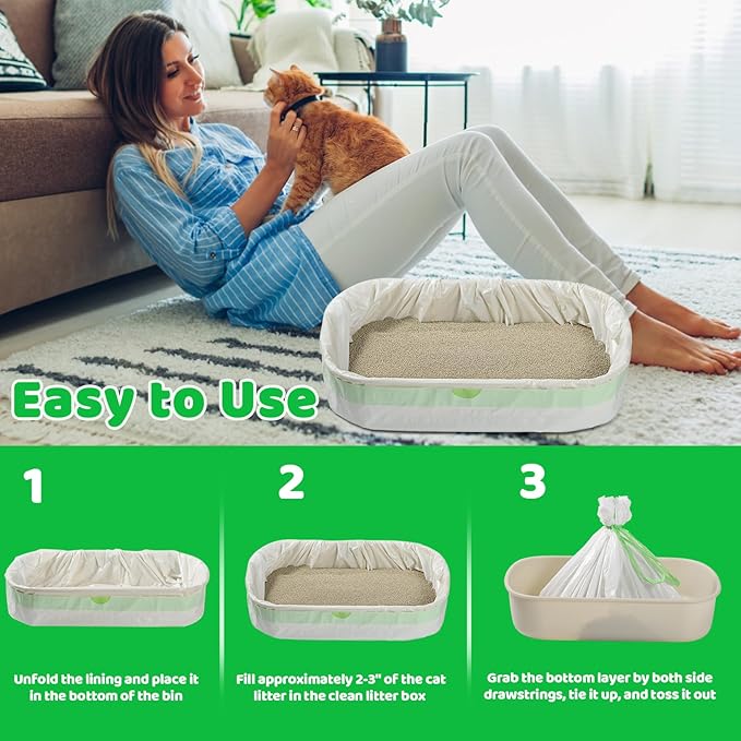 30 Litter Box Liners Giant Jumbo 3MIL Cat Litter Bags Tear Resistant Litter Liners Heavy Duty Cat Pan Liners Extra Large Kitty Litter Box Bag XXL Disposable Cat Supplies for Easy Cleanup 45" x 18"