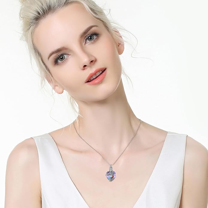 Animal Crystal Urn Necklace For Ashes Sterling Silver Butterfly Dragonfly Bee Phoenix Peacock Hummingbird Fox Angel Wing Pentagram Pentacle Cremation Necklace Heart Teardrop Urn Holder Necklaces For Women Memorial Jewelry