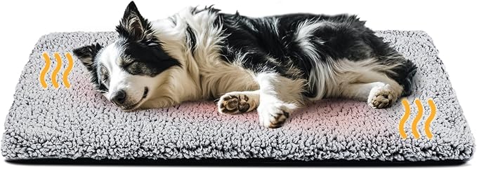Miguel Self Heating Dog Mat, 42 X 28 inch Self Warming Dog Bed for Indoor Outdoor, Non Electric Dog Pad Thermal for Large Dogs, Washable Crate Mat with Removable Washable Cover (Gray,XL)