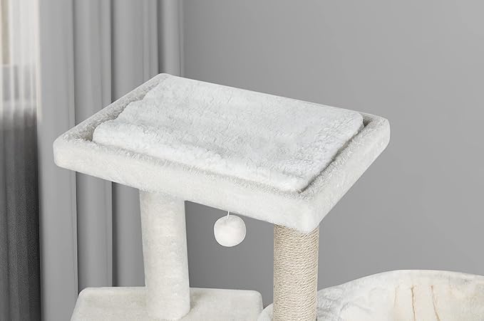 Cat Tree Has Scratching Toy with A Ball Activity Centre Cat Tower Furniture Jute-Covered Scratching Posts,Beige