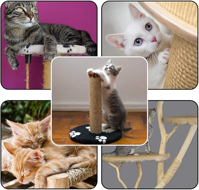 West Coast Paracord Natural Cat Sisal Rope for Scratching Post – Replacement Tree Tower – Repairing, Recovering Hemp Rope – DIY Scratcher Hemp Rope for Cat Tower and Tree (100 Feet)