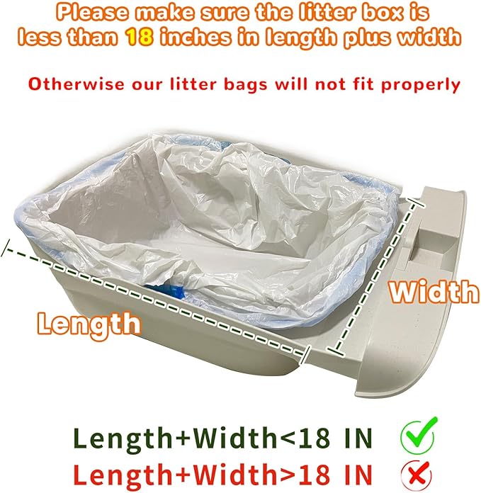 120 Count Litter Bags Compatible with MW-SC01/MW-SC02/MW-LR01 Cat Litter Box, Cat Litter Waste Receptacles Bags (18'' x 12.6'', 120 Count)