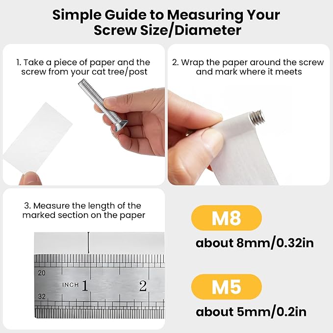 SVD.PET Cat Scratching Post Replacement, 17” x 2.95” Jute Rope Cat Tree Replacement Post, Refill Scratcher Posts with M8 Screws for Indoor Cat Tree, Cat Tower and DIY Cat Scratcher (1PCS)