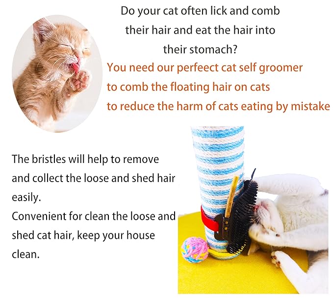 2 Packs Pet Self Groomer and Massage Combs, Cat Wall Scratcher with Catnip, Grooming Brushes for Long & Short Fur Cats, Dogs, and Kittens