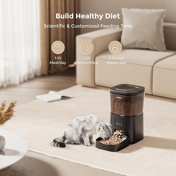Automatic Cat Feeders WiFi: 2.4Ghz Smart APP Control- Timed Cat Food Dispenser with Desiccant Bag Keep Fresh for Indoor- Easy Set Up and Clean with Voice Recorder- Up to 10 Meals per Day