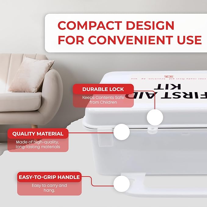 10 Person First Aid Kit - OSHA and ANSI Class A Compliant, Fully stocked Emergency Kit for Home, Office or Construction site