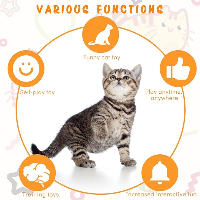8 Pcs Doorway Cat Toys Indoor Feather Cat Toys Door Hanger Cat Toys Interactive Hanging Cat Toys Dragonfly Little Mouse Toys Retractable Cat Teaser Toys Kitten Toys for Play, 6 Styles (Cute Style)