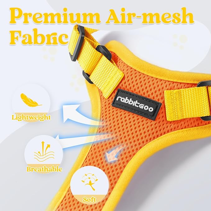 rabbitgoo Cat Harness and Leash Set, Escape Proof Soft Adjustable Vest Harnesses for Outdoor Walking, Easy Control Breathable Kitten Jacket with Reflective Strips, Orange & Yellow, XXS