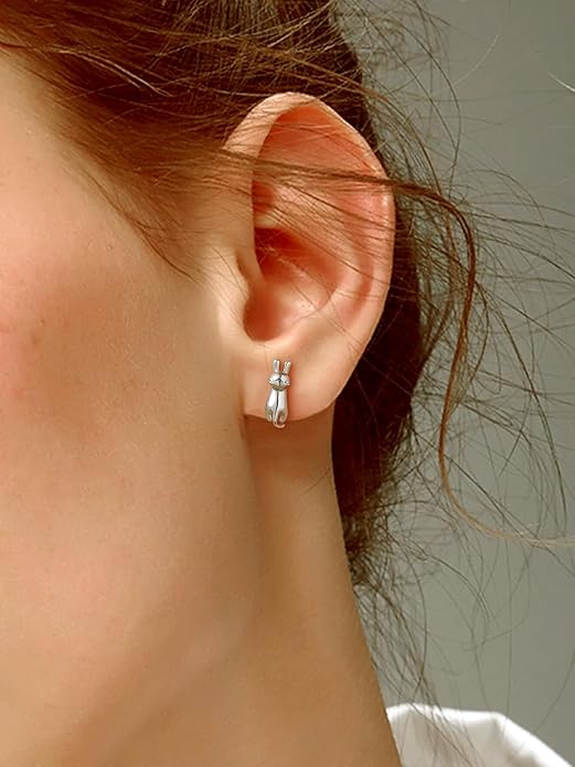 SILVERCUTE Cat Earrings for Women Girls 925 Sterling Silver Hypoallergenic Lovely Animal Stud Earrings Cat Lovers Gift