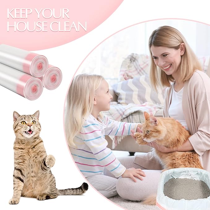 30 Count Cat Litter Box Liners Large Drawstring Cat Pan Bags Kitty Litter Box Liners XL Heavy Duty Liner Bags for Pets Cats Litter Box Tray, 36 x 18 Inch