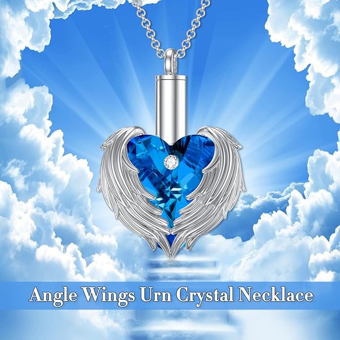 Animal Crystal Urn Necklace For Ashes Sterling Silver Butterfly Dragonfly Bee Phoenix Peacock Hummingbird Fox Angel Wing Pentagram Pentacle Cremation Necklace Heart Teardrop Urn Holder Necklaces For Women Memorial Jewelry