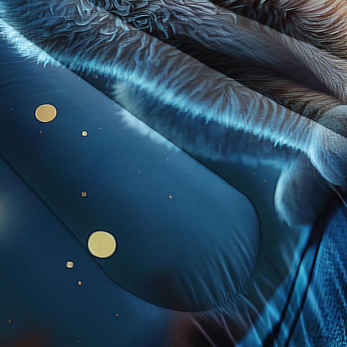 Ailonen Cute Cat Comforter Set, Full Size Sunflowers & Starry Moon, 3D Kawaii Duvet Set, 3 Pieces (1 Quilt & 2 Pillowcases)