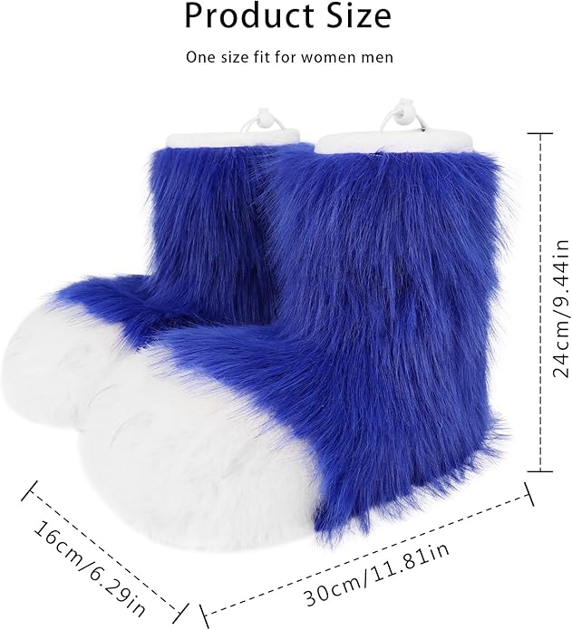 Animal Fuzzy Slippers Bear Cat Wolf Dog Fox Fursuit Feet Paw Claw Shoes Furry Boots Costume Accessories for Adult Kids