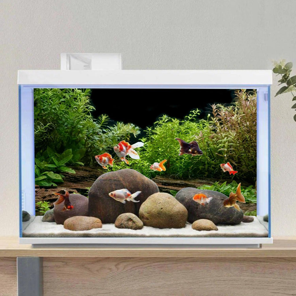 AWERT Aquarium Background River Bed & Lake Aquatic Plant Fish Tank Background Vinyl 48x24 inches