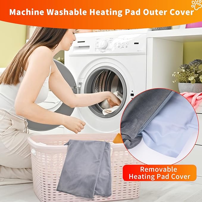 Dog Heating Pad, Waterproof Pet Heating Pad for Cats Dogs with 12H Timer & 9-Adjustable Temperature, 28x18in Heated Dog Pad, Pet Heater Warmer for Cat Dog House Whelping Box Outdoor Indoor