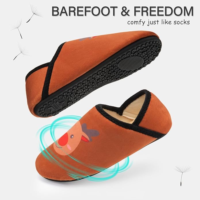 ATHMILE House Slippers for Women Men Indoor Barefoot Slippers Socks Furry Slip on House Shoes Cozy Comfy Slippers for Home Bedroom Travel Yoga