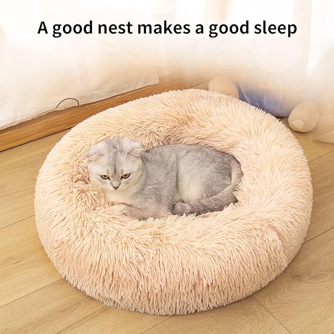 Nisrada Cat Beds for Indoor Cats,24 Inch Dog Bed for Small Melium Large Dogs, Washable-Round Pet Bed for Puppy and Kitten with Slip-Resistant Bottom