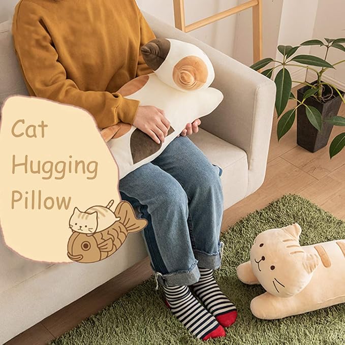 ARELUX 22in Soft Cat Big Sleeping Hugging Pillows,Plush Kitten Kitty,Stuffed Animal Throw Pillows Accompany Plush for Friends Family Birthday