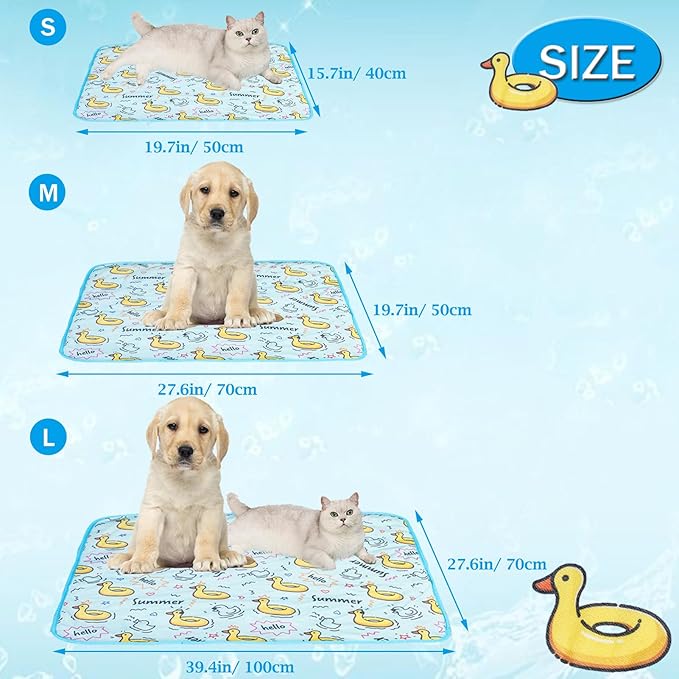 Dog Ice Pad Ice Silk Cats Kennel Mat Pet Cooling Pad Summer Cool Bamboo Mat Breathable Pad (Duck, L)