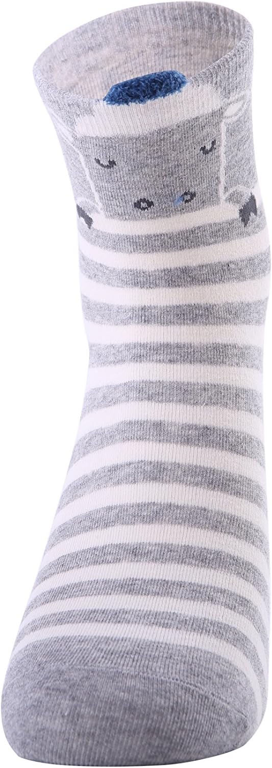 4 Pairs Soft Comfortable Novelty Cartoon Aminal Crew Pattern Cotton Socks