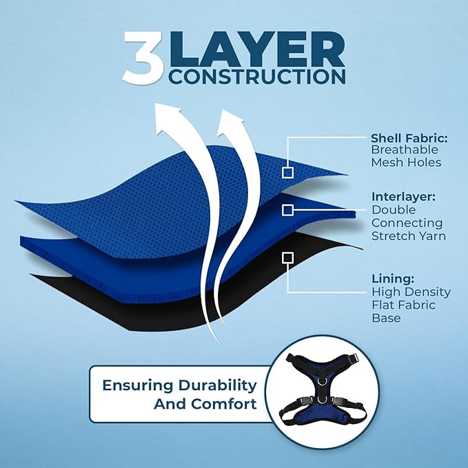 Voyager Step-in Lock Pet Harness - All Weather Mesh, Adjustable Step in Harness for Cats and Dogs by Best Pet Supplies - Royal Blue/Black Trim, XS