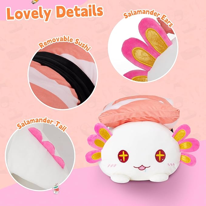 20‘’ Axolotl Plush Stuffed Animals Jumbo Plushie Original Giant Squishy Pillow Cute Kawaii Soft Sushi Axolotl Home Sofa Decoration for Kids Girls Boys