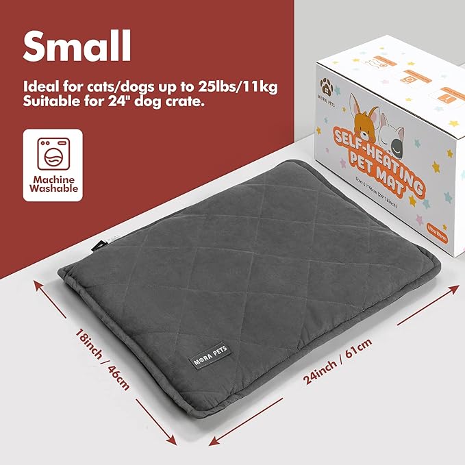 Mora Pets Self Heating Cat Bed Self Warming Cat Pad Ultra Warm Thermal Cat Mat Pet Bed 24 x 18 Inches with Removable Cover Outdoor Indoor for Cats and Small Dogs Machine Washable