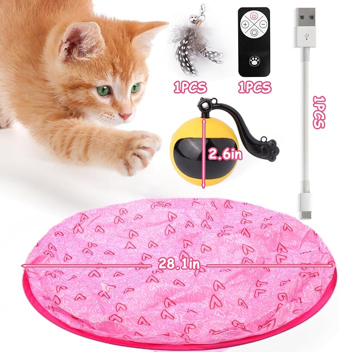 BABORUI 2 in 1 Simulated Interactive Hunting Cat Interactive Toy, Upgraded Remote Interactive Cat Toy Ball Fast Rolling in Pouch, Rechargeable Hide and Seek Cat Ball Toys for Indoor Cats