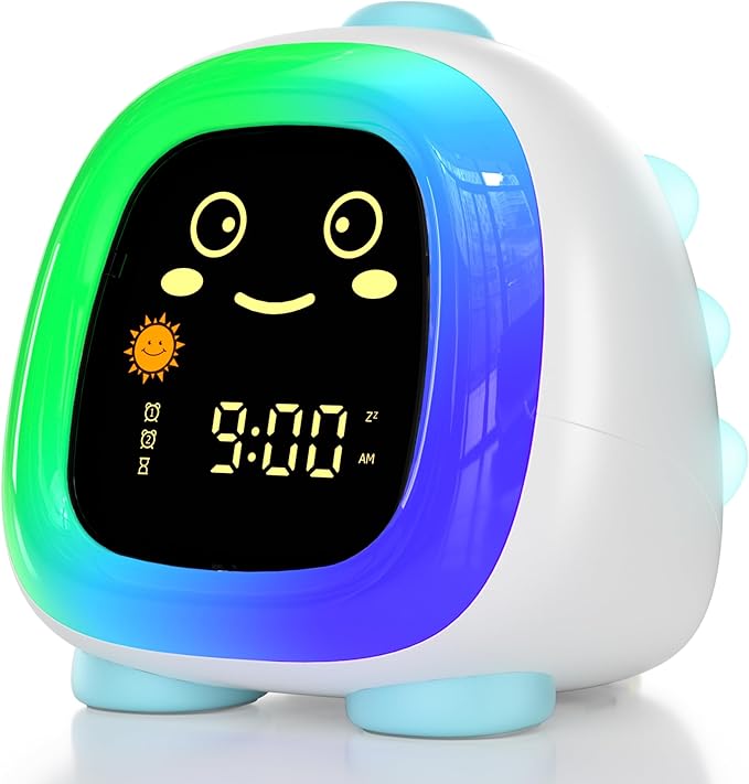 Alarm Clock for Kids, Kids Night Light with 3 Brightness 10 Color Mode Night Light Dual alarm Snooze Mode Sleep Training Adjustable Volume Memory Battery Sleep Timer, Kids gifts for Boys and Girls