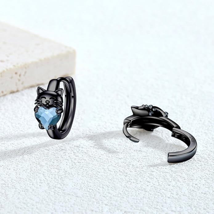 925 Sterling Silver Cat Earrings Cute Animal Kitten Stud Earrings cat Jewelry Gifts for Women Girls Hypoallergenic Earrings for Sensitive Ears